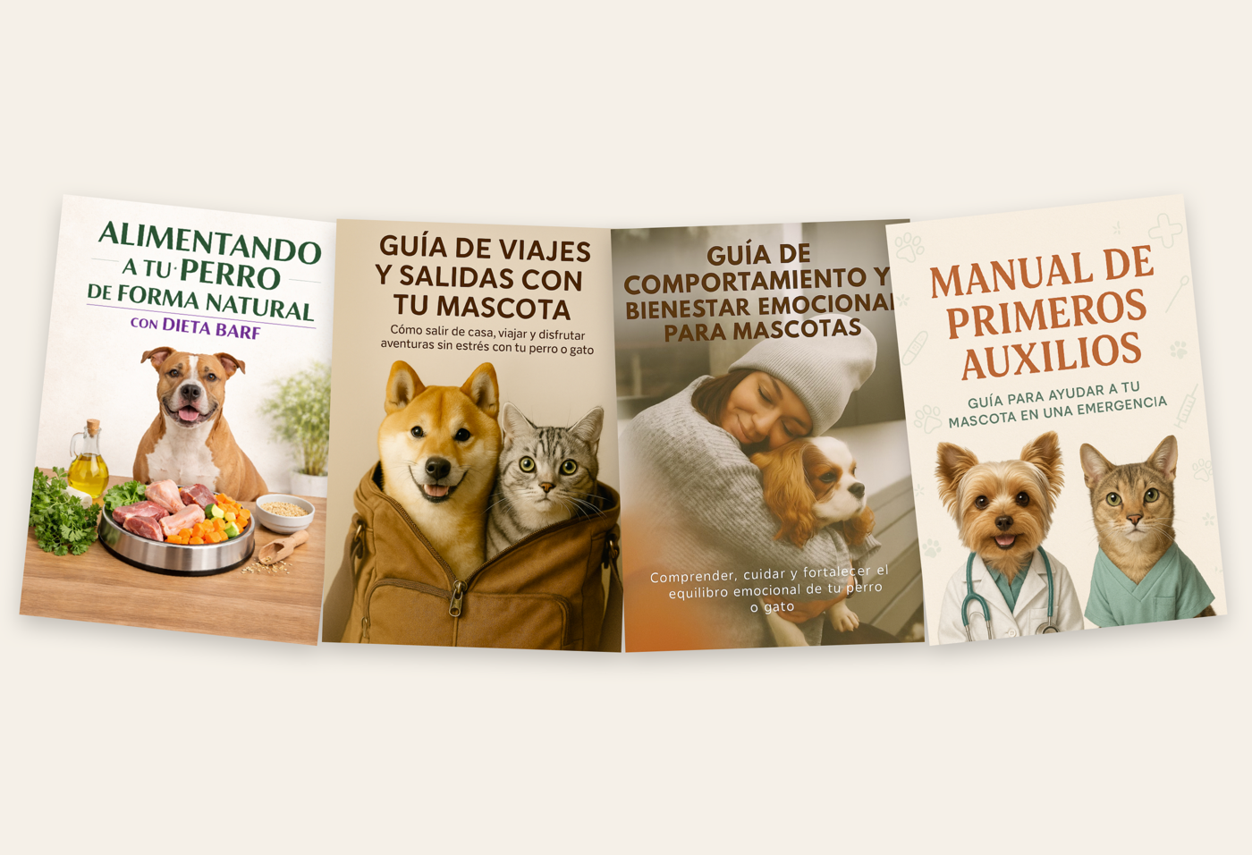 Las 4 Guías Esenciales: BARF, primeros auxilios, viajes y bienestar